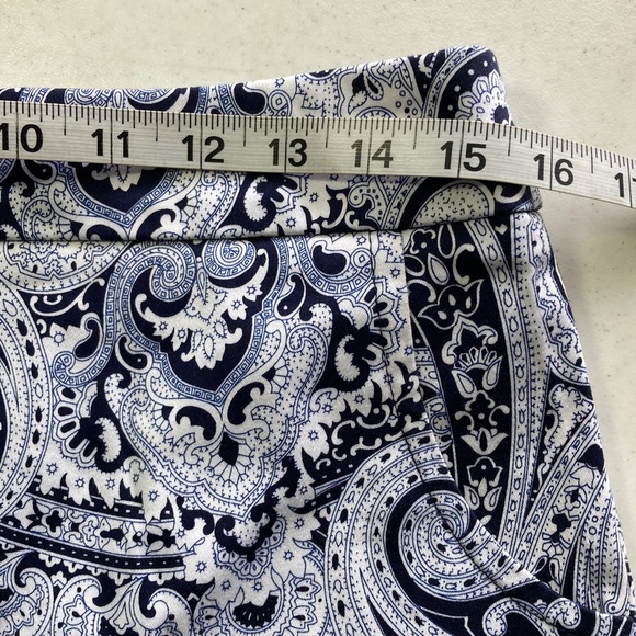 Trina Turk Navy and White Paisley High Waist Shorts - Picture 6 of 7